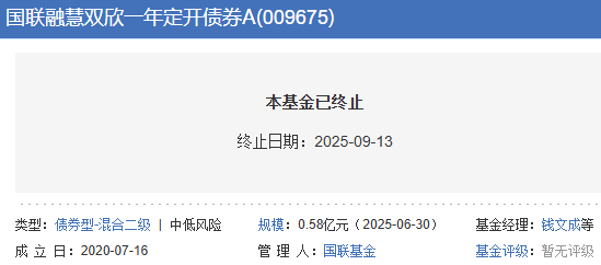 国联融汇双鑫一年内将清算，12年老将管理的基金