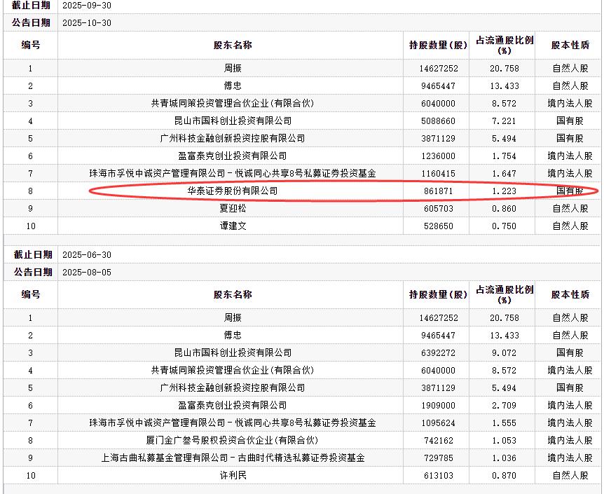 禾信仪器大跌20cm，某证券公司三季度进入前十大